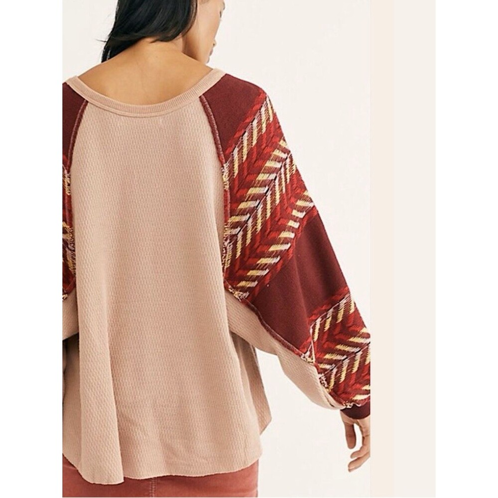 We The Free Anthropologie Rainbow Dreams Top Arizona Sands Waffle Knit Boho - Picture 2 of 10